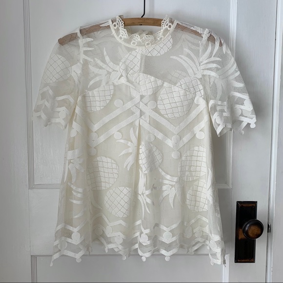 Anthropologie Maeve Pina Lace Top 0 - Picture 3 of 11